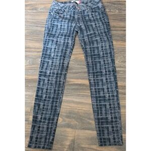 CAbi 3047 Skinny Jeans Women's Size 2 Blue Black Grid Low Rise Stretch Comfort